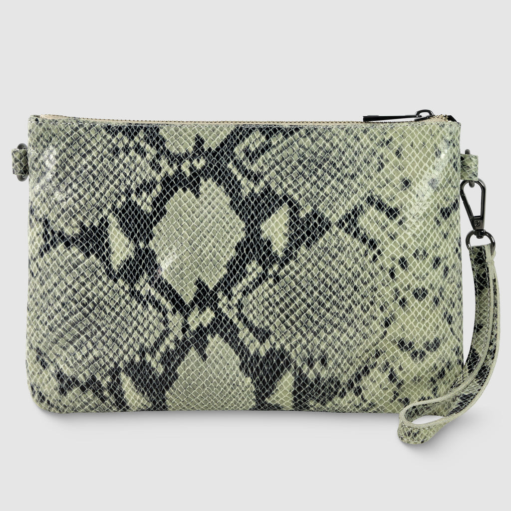 Italian Genuine Python-Print Suede Crossbody Bag 111301