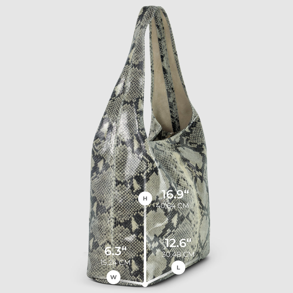 Italian Genuine Python-Print Suede Hobo Bag 011943