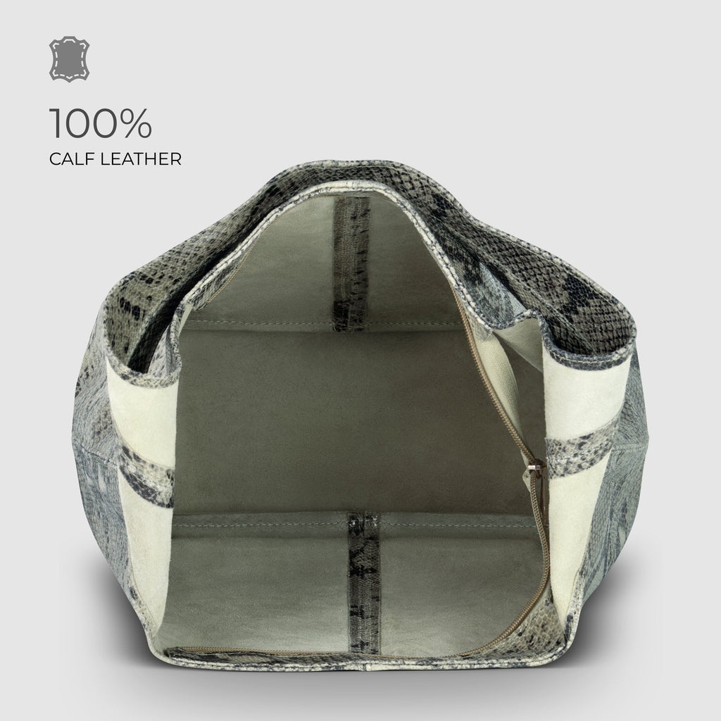 Italian Genuine Python-Print Suede Hobo Bag 011943