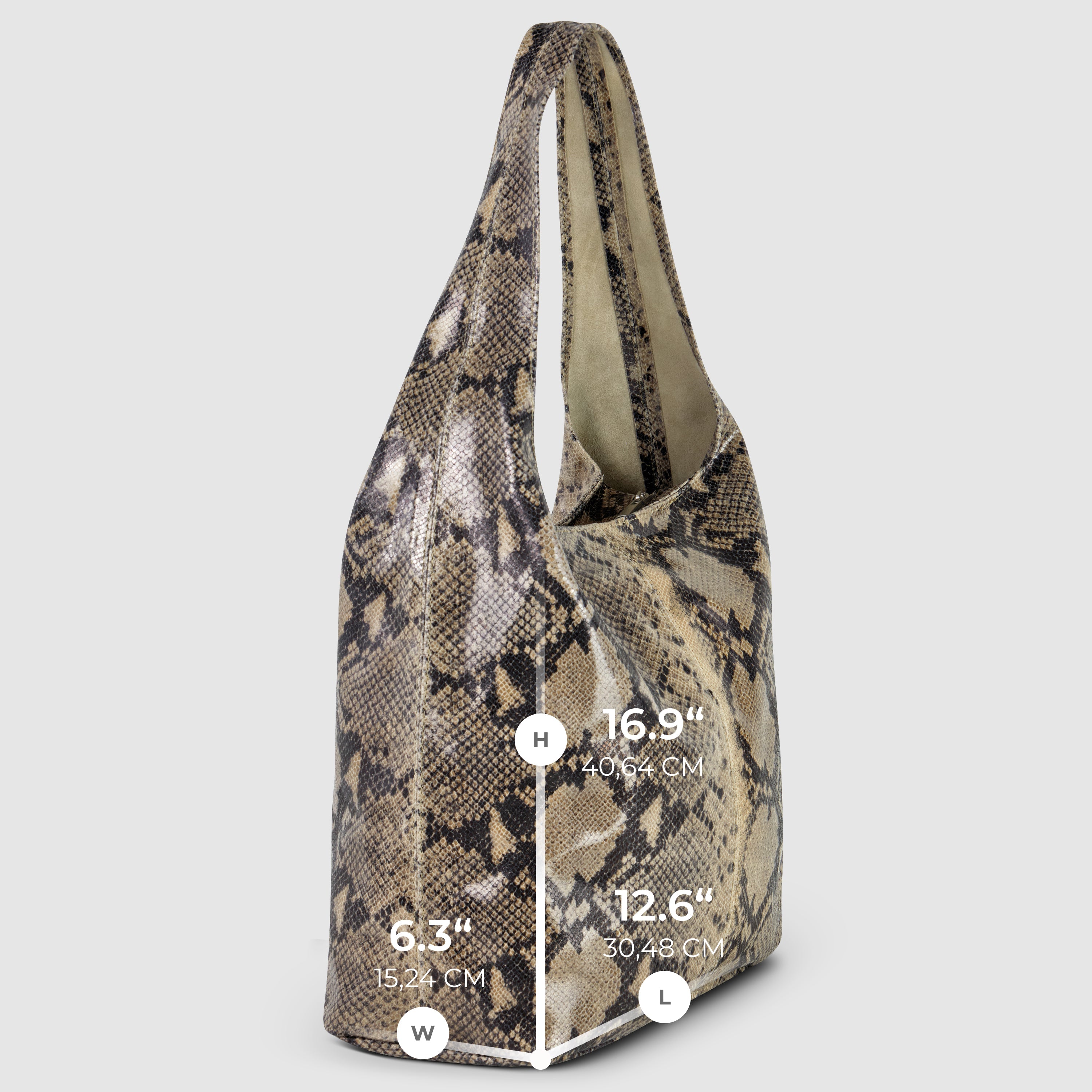 Italian Genuine Python-Print Suede Hobo Bag 011943