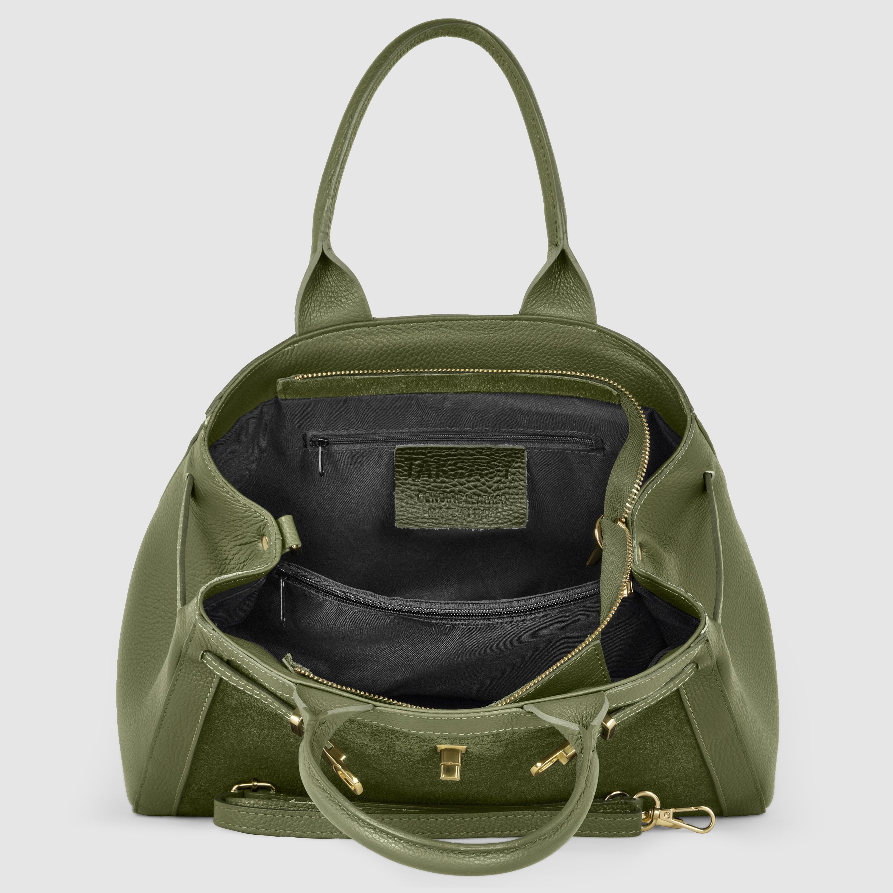 Italian Genuine Suede & Calf Leather Top-Handle Bag 333155