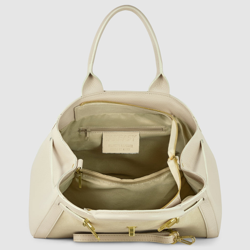 Italian Genuine Suede & Calf Leather Top-Handle Bag 333155
