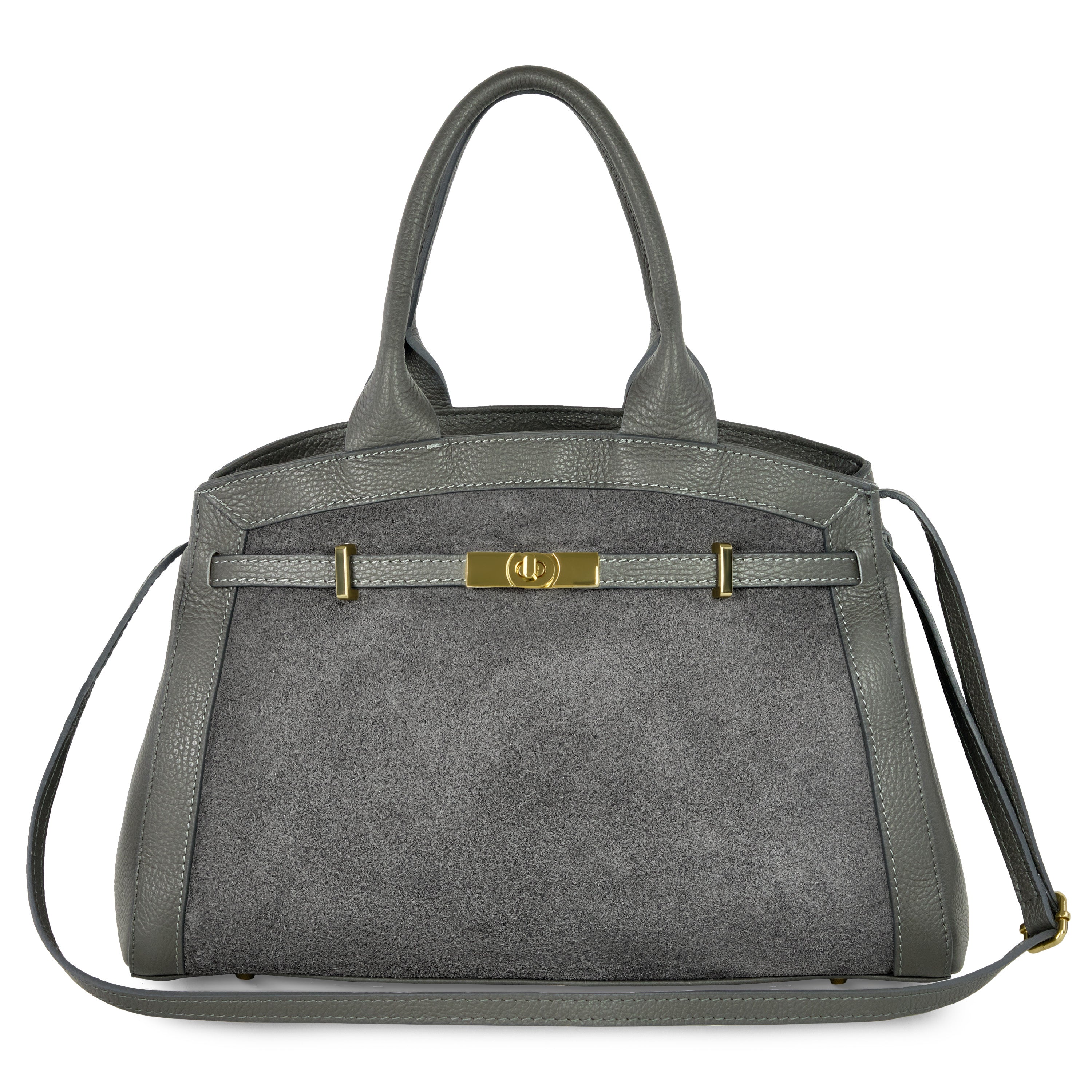 Italian Genuine Suede & Calf Leather Top-Handle Bag 333155