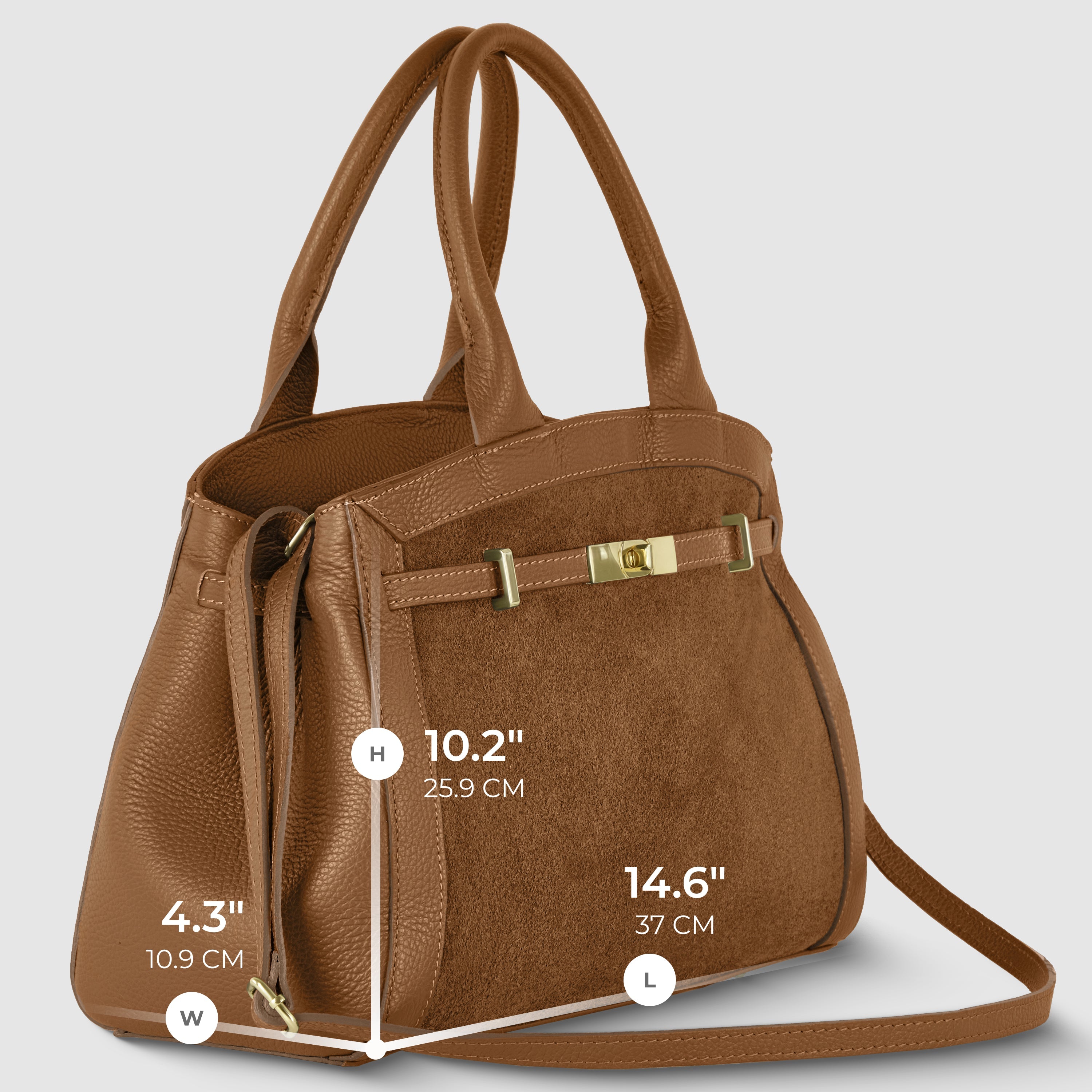 Italian Genuine Suede & Calf Leather Top-Handle Bag 333155