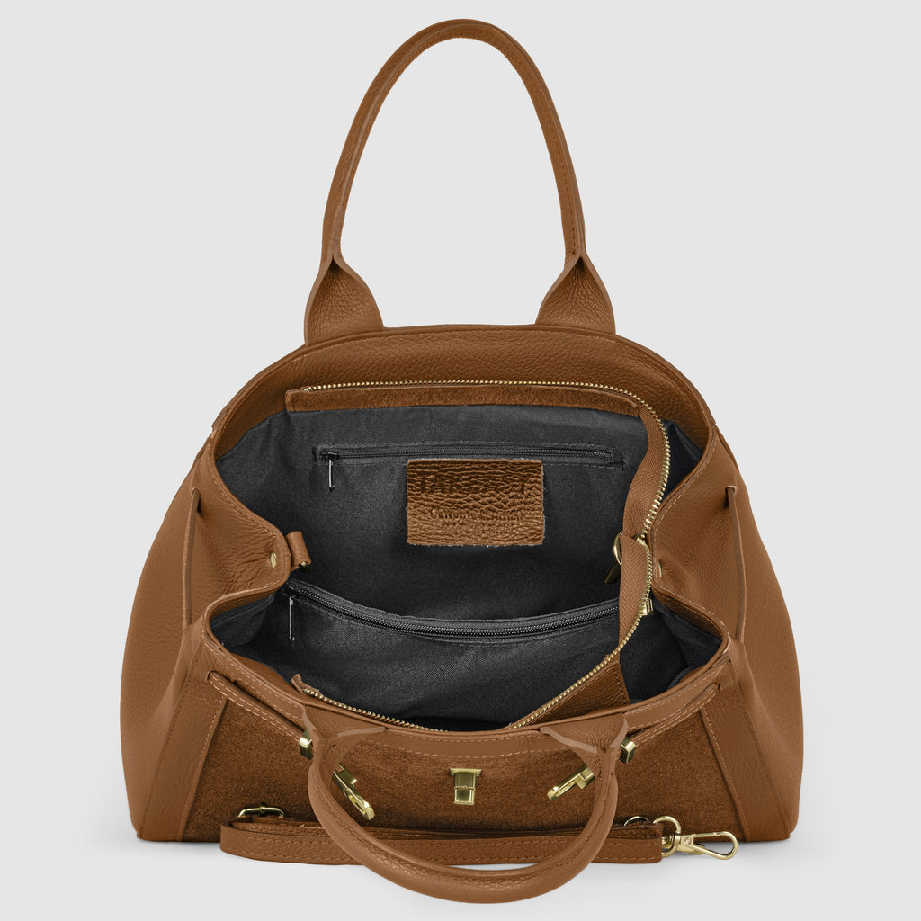 Italian Genuine Suede & Calf Leather Top-Handle Bag 333155