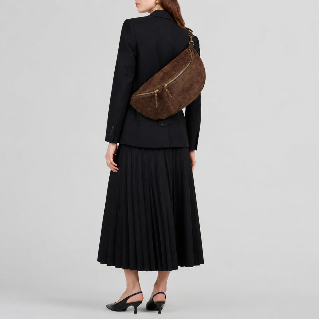 Italian Genuine Suede Crossbody Bag 211955
