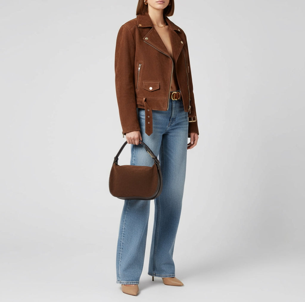 Italian Genuine Suede Crossbody Bag 242265