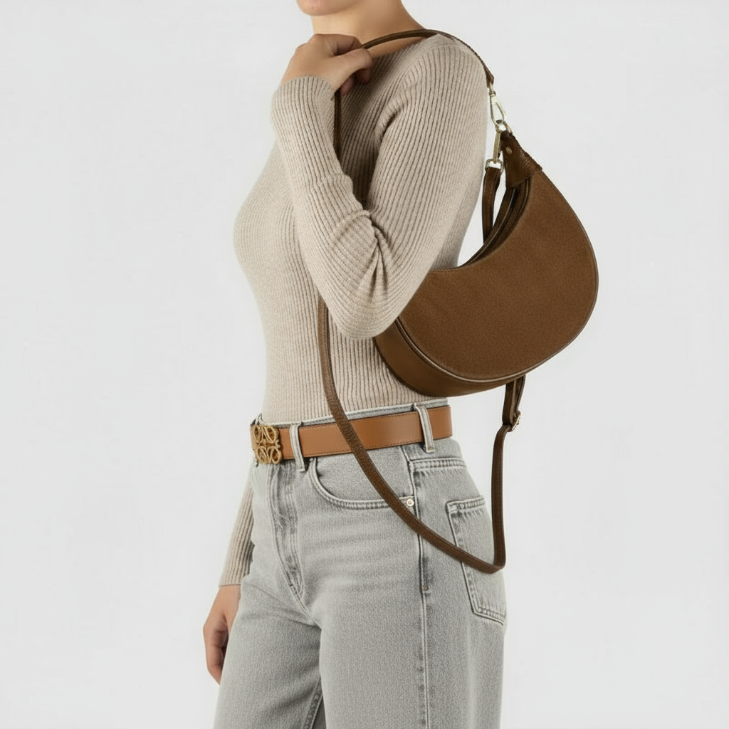 Italian Genuine Suede & Calf Leather Shoulder Bag 222024