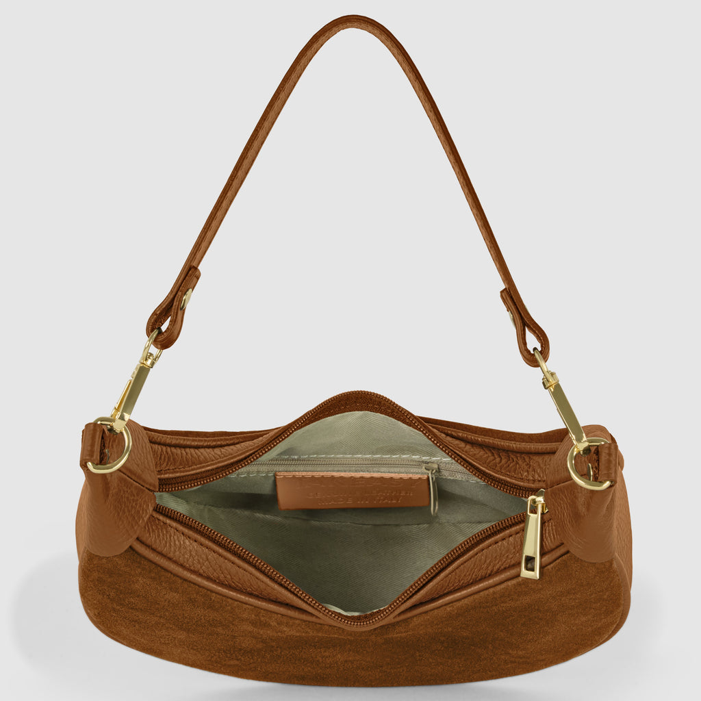 Italian Genuine Suede & Calf Leather Shoulder Bag 222024