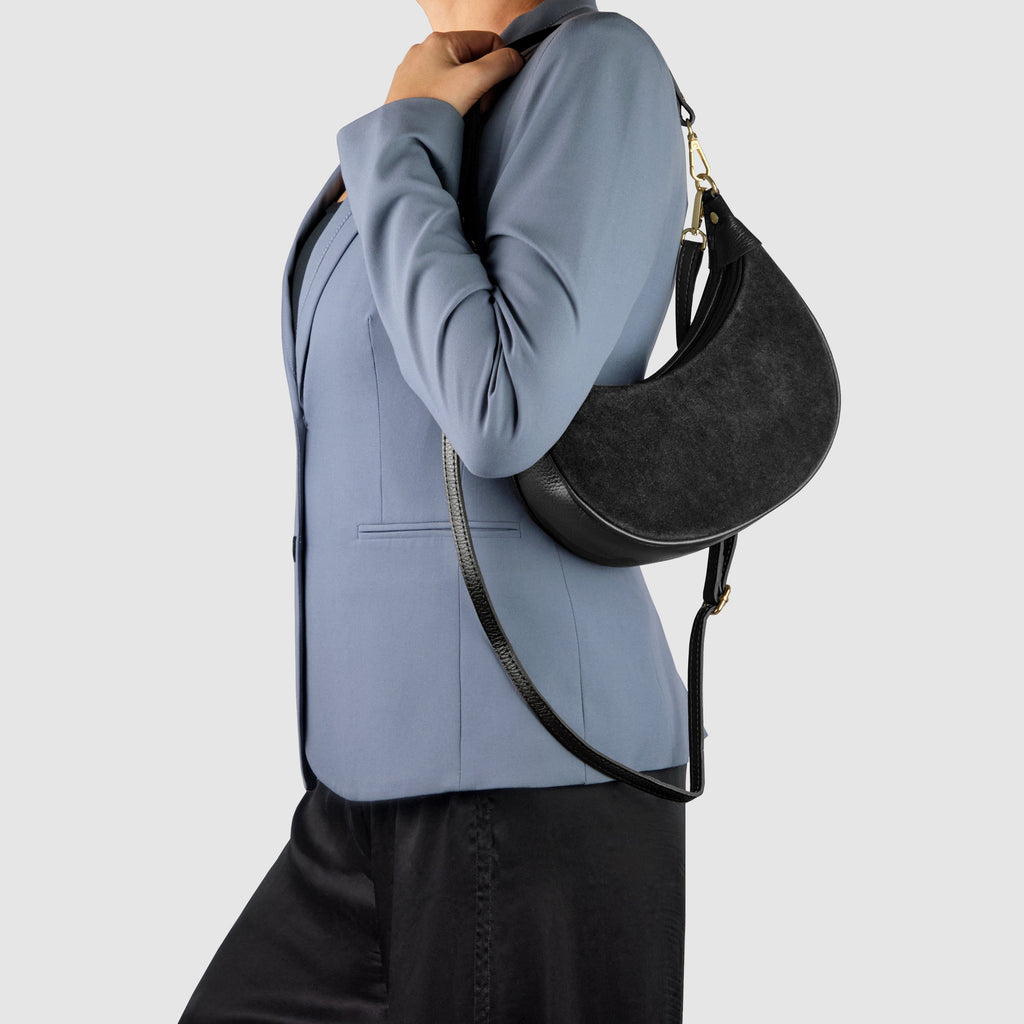 Italian Genuine Suede & Calf Leather Shoulder Bag 222024