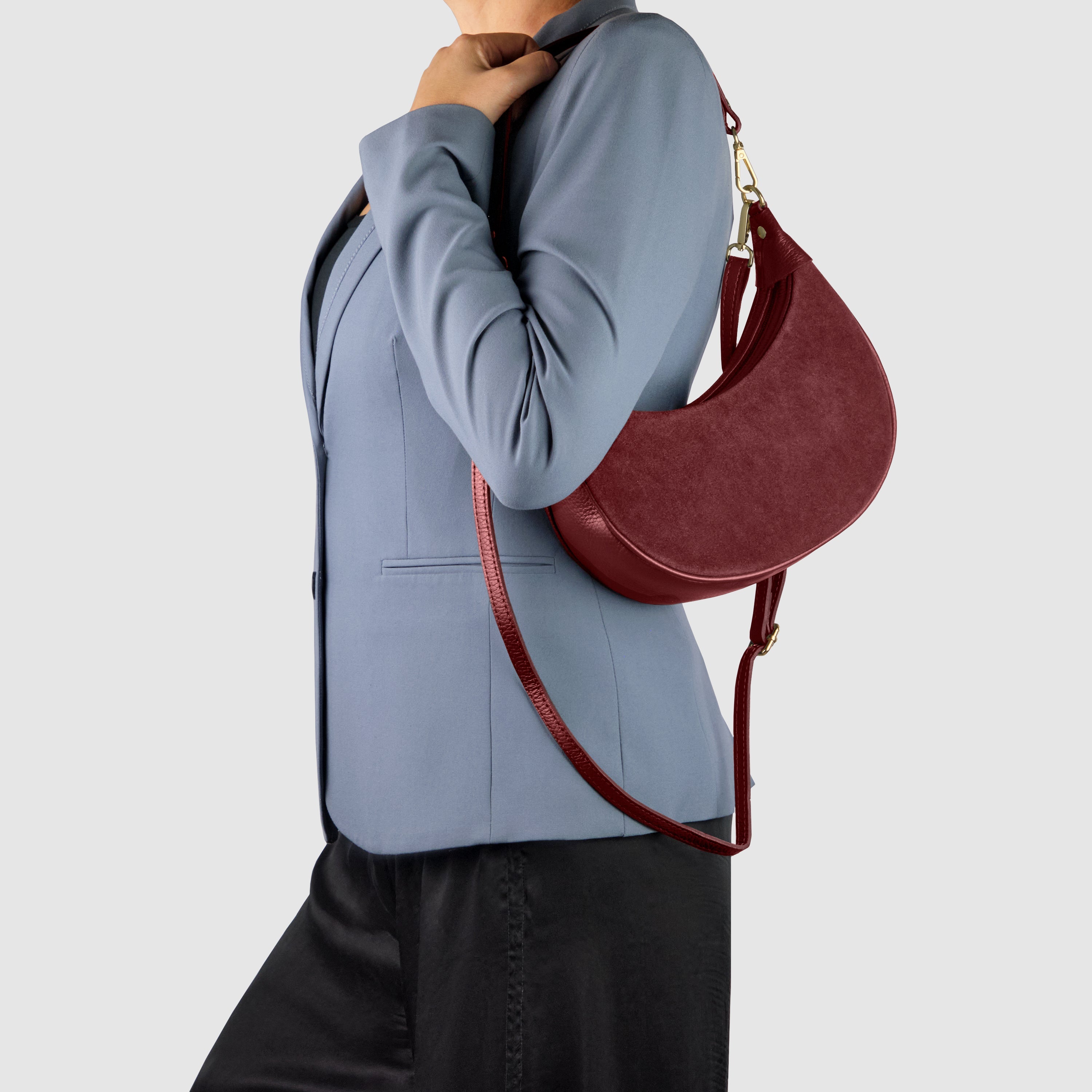 Italian Genuine Suede & Calf Leather Shoulder Bag 222024