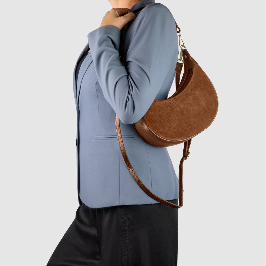 Italian Genuine Suede & Calf Leather Shoulder Bag 222024
