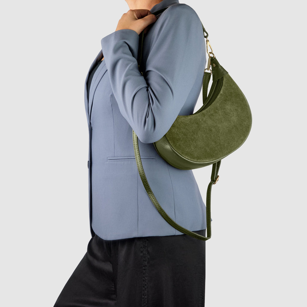 Italian Genuine Suede & Calf Leather Shoulder Bag 222024