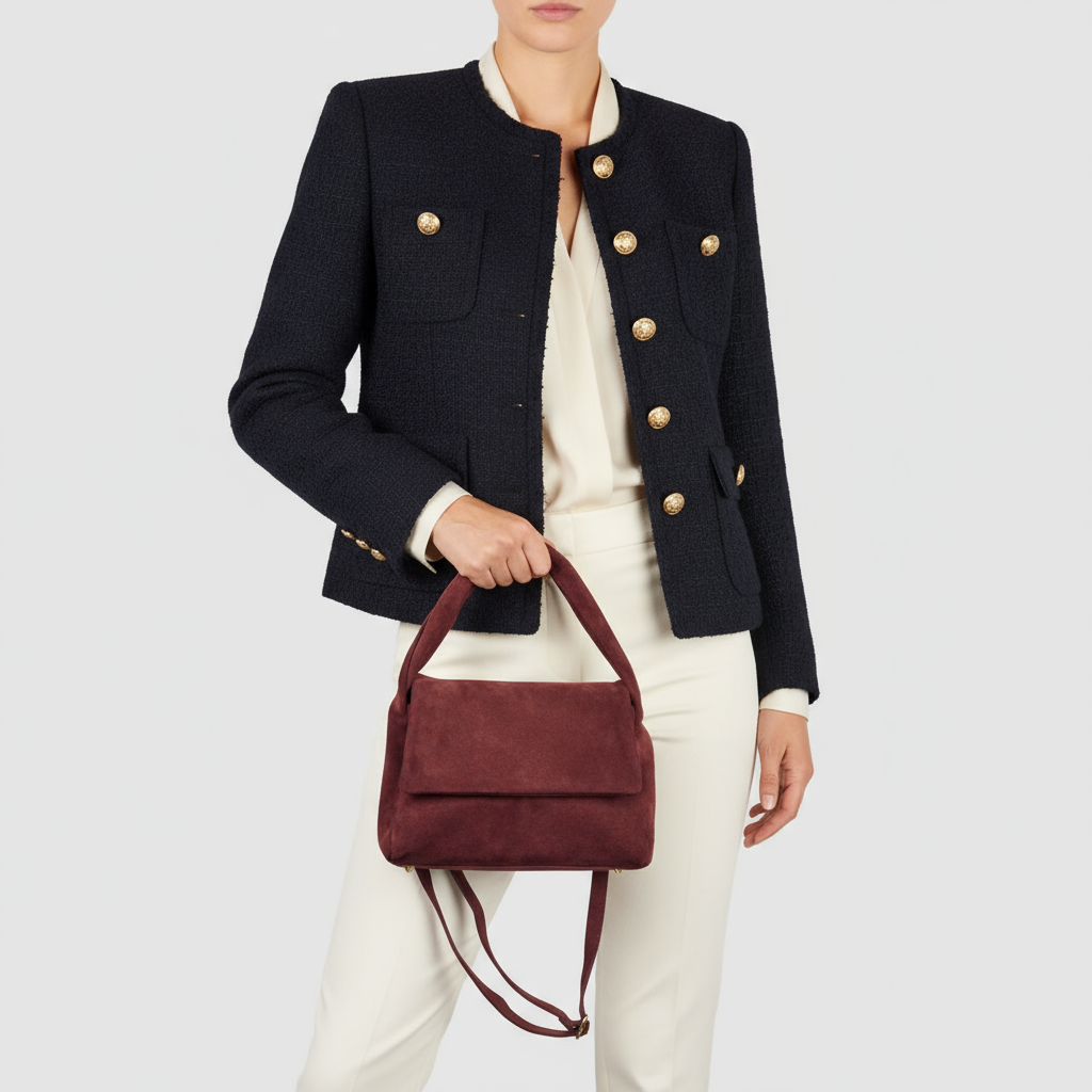 Italian Genuine Suede Top-Handle Bag 262495
