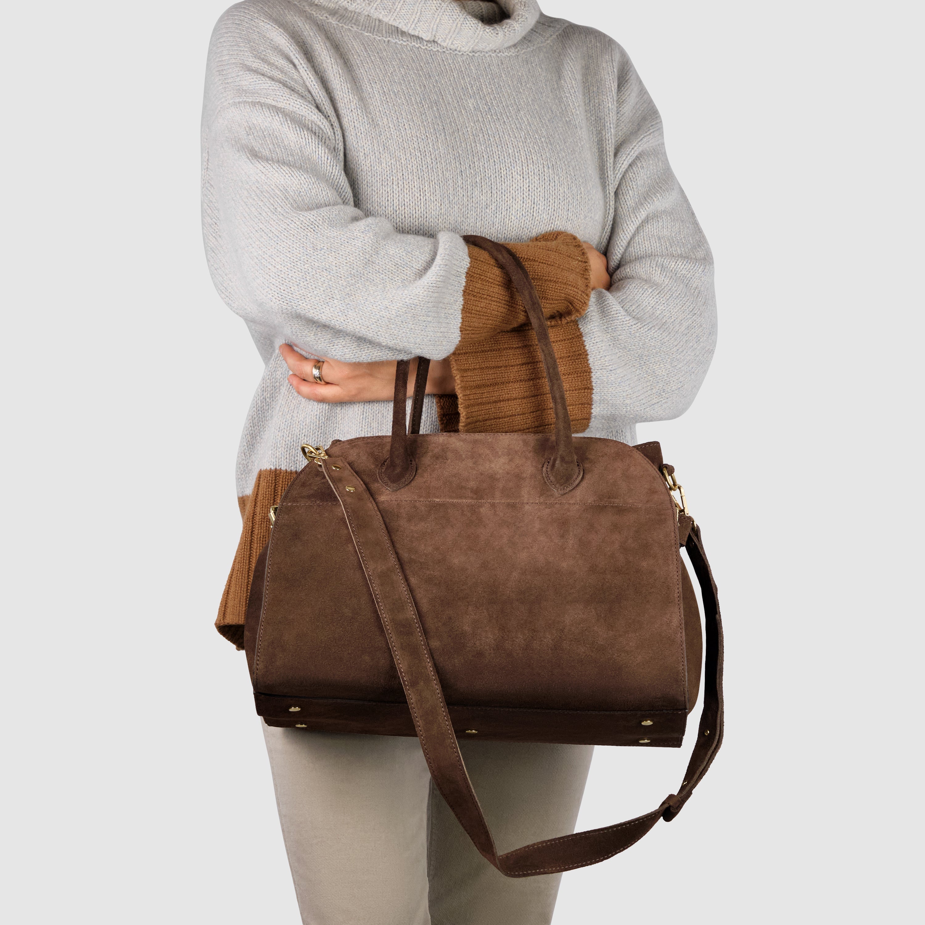 Italian Genuine Suede Top-Handle Bag 413912