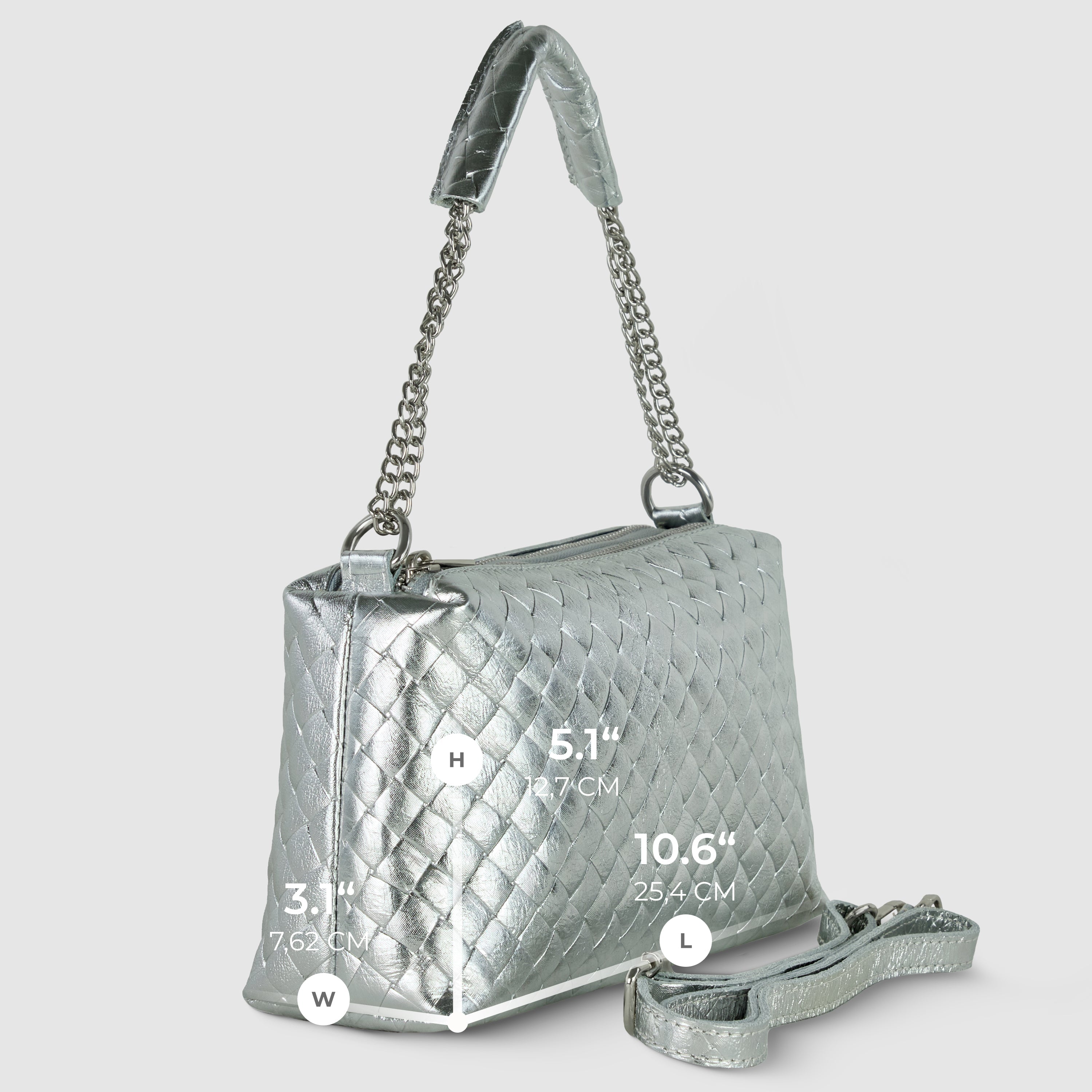 Italian Genuine Weave Metallic Suede Crossbody Bag 171522