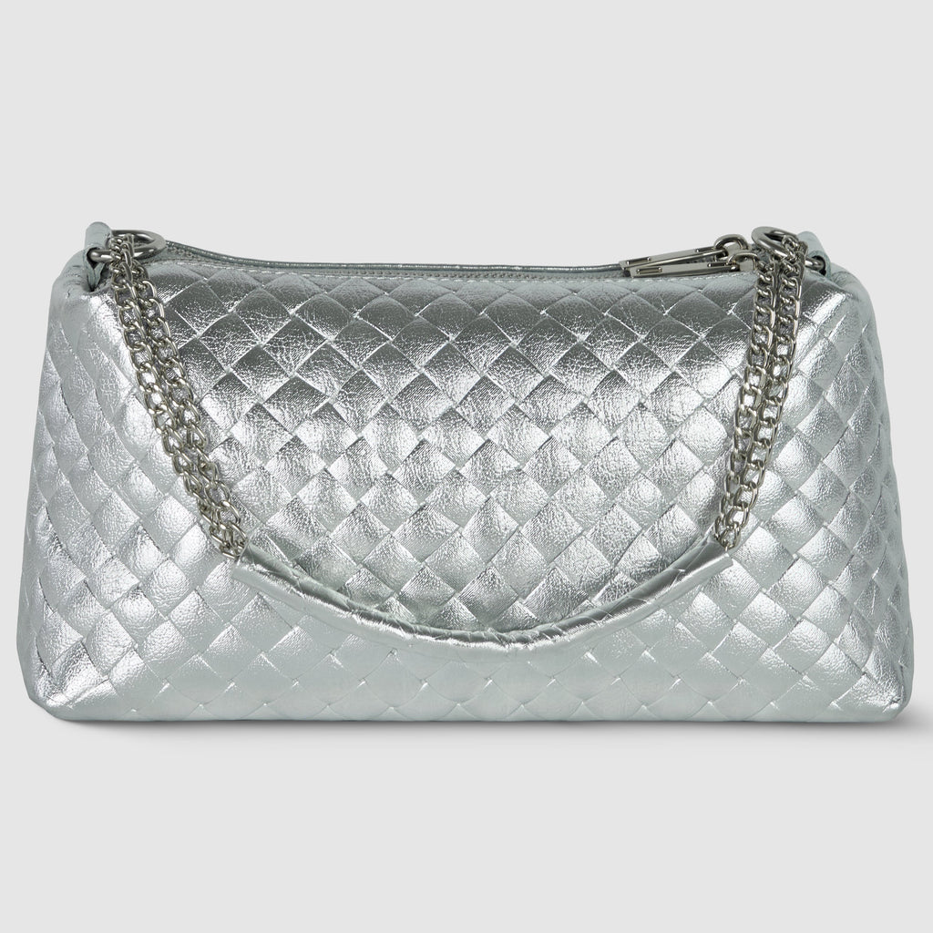 Italian Genuine Weave Metallic Suede Crossbody Bag 171522