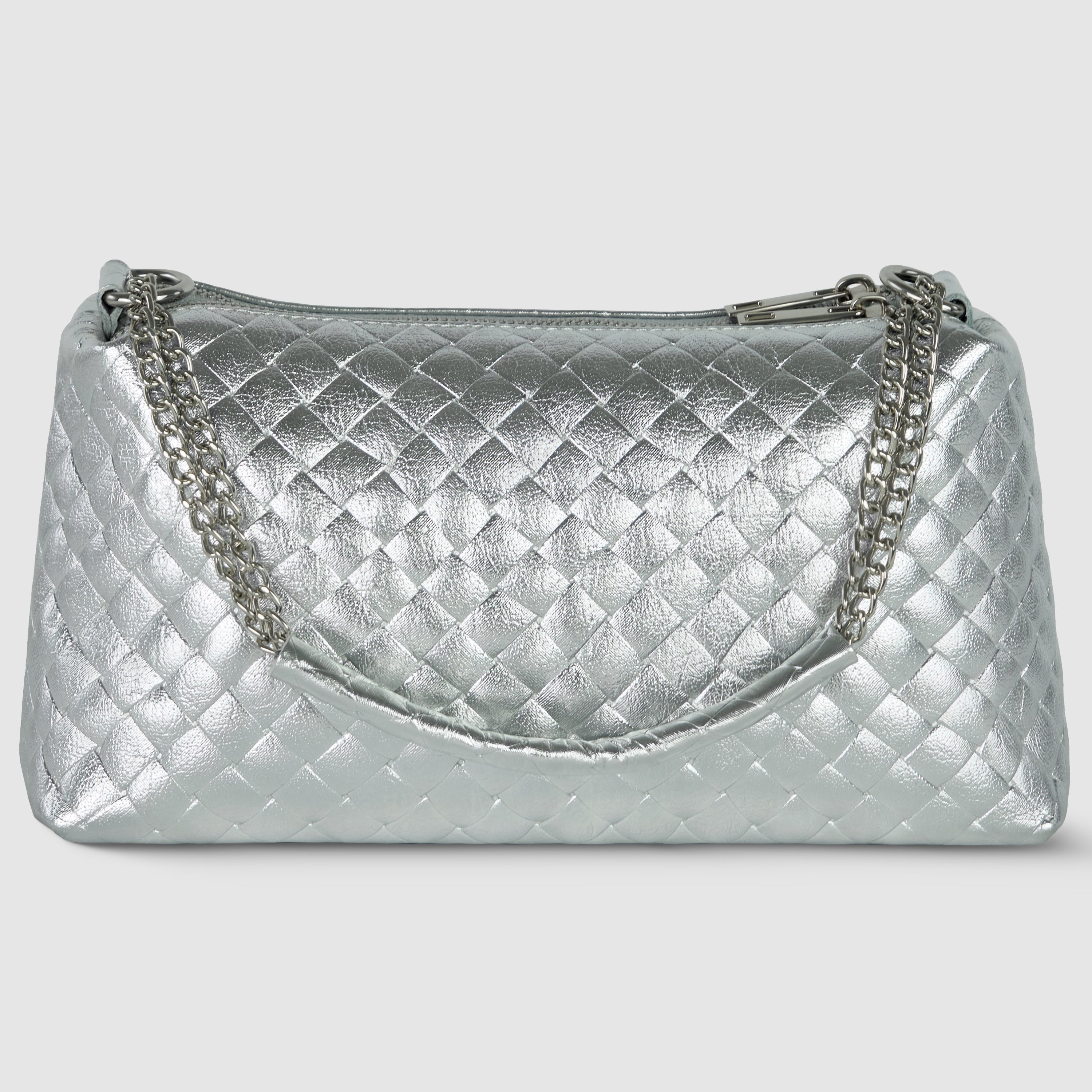 Italian Genuine Weave Metallic Suede Crossbody Bag 171522