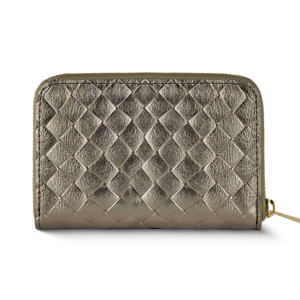 Italian Genuine Weave Metallic Suede Wallet 650988