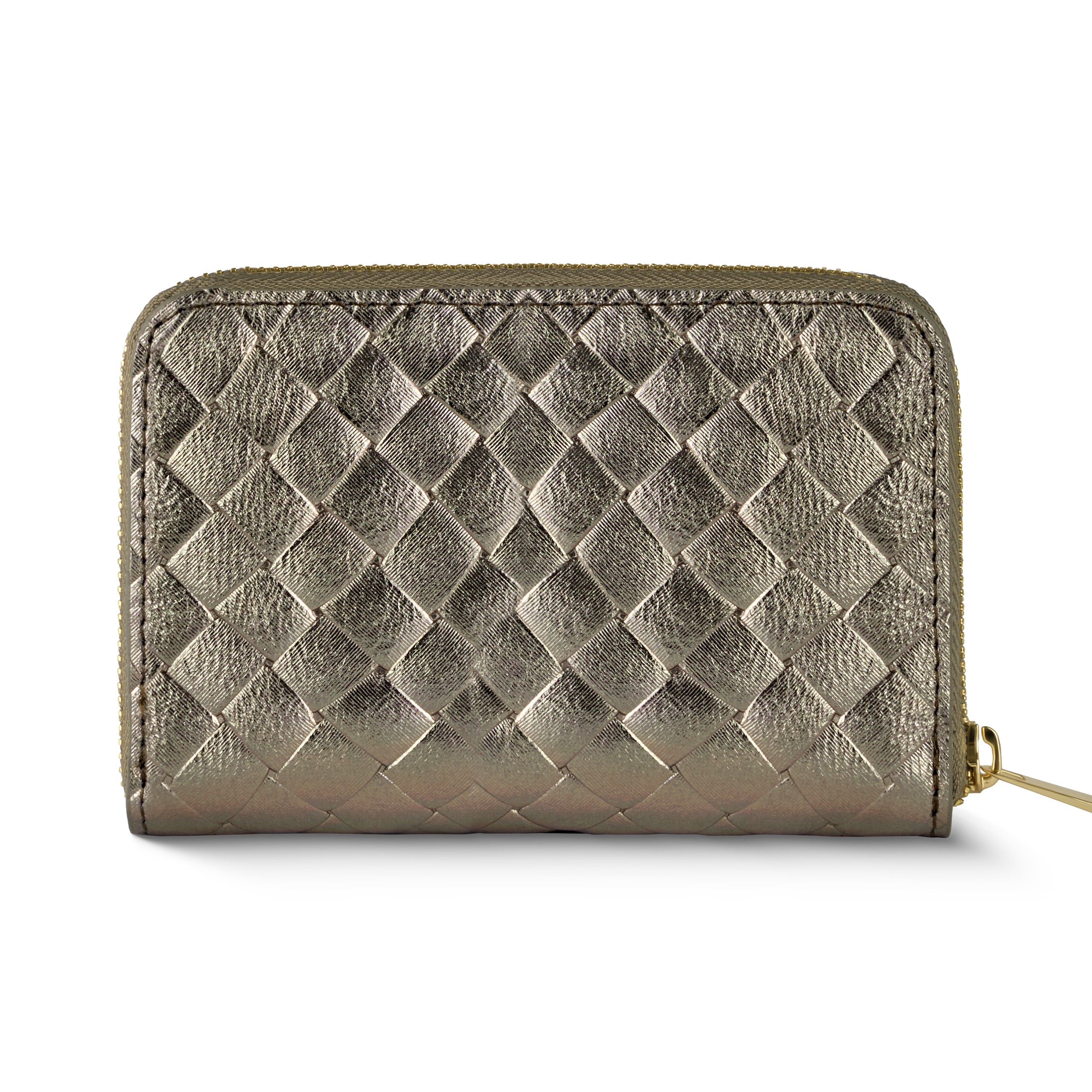 Italian Genuine Weave Metallic Suede Wallet 650988