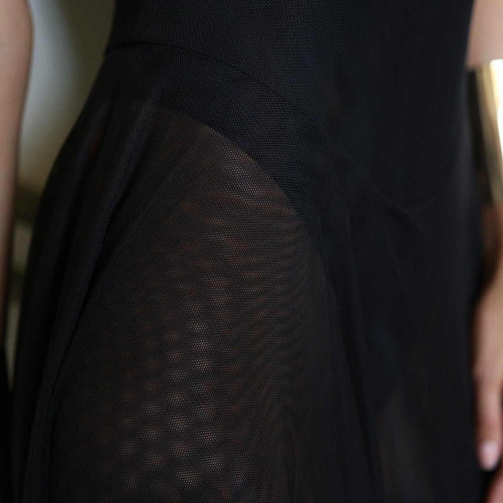 Tea Party Mesh Black Maxi Dress