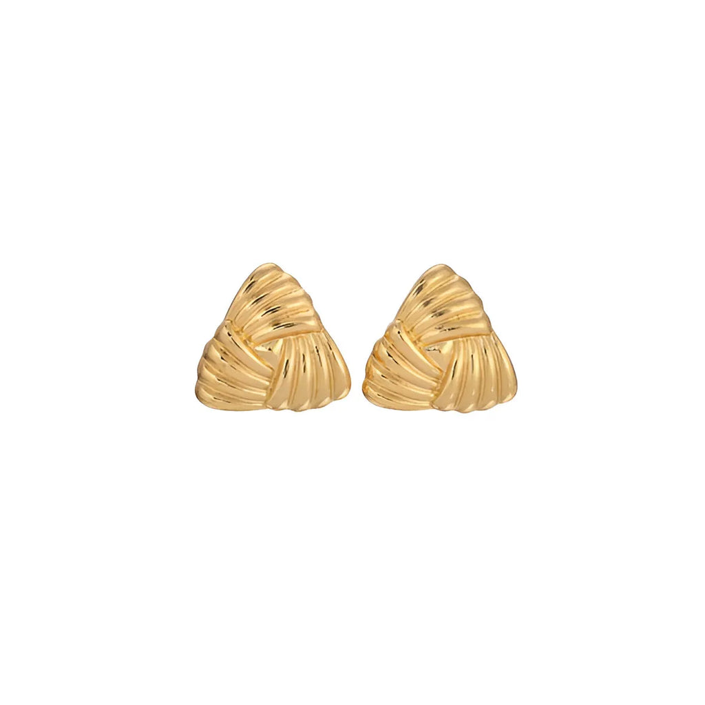 Texture Triangle Gold Earrings