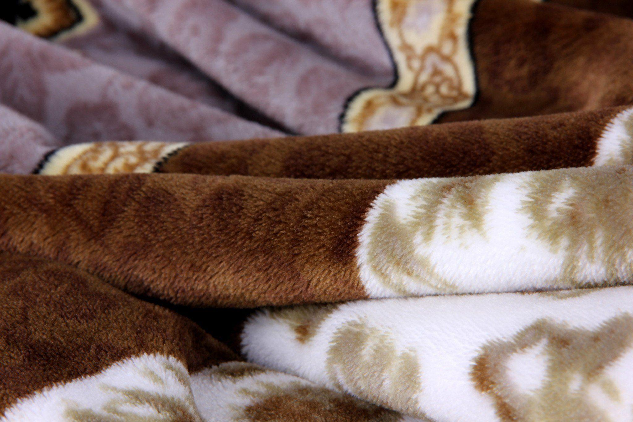 DaDa Bedding Elegant Twilight Lavender Brown Floral Flannel Mink Fleece Throw Blanket (XY9879)