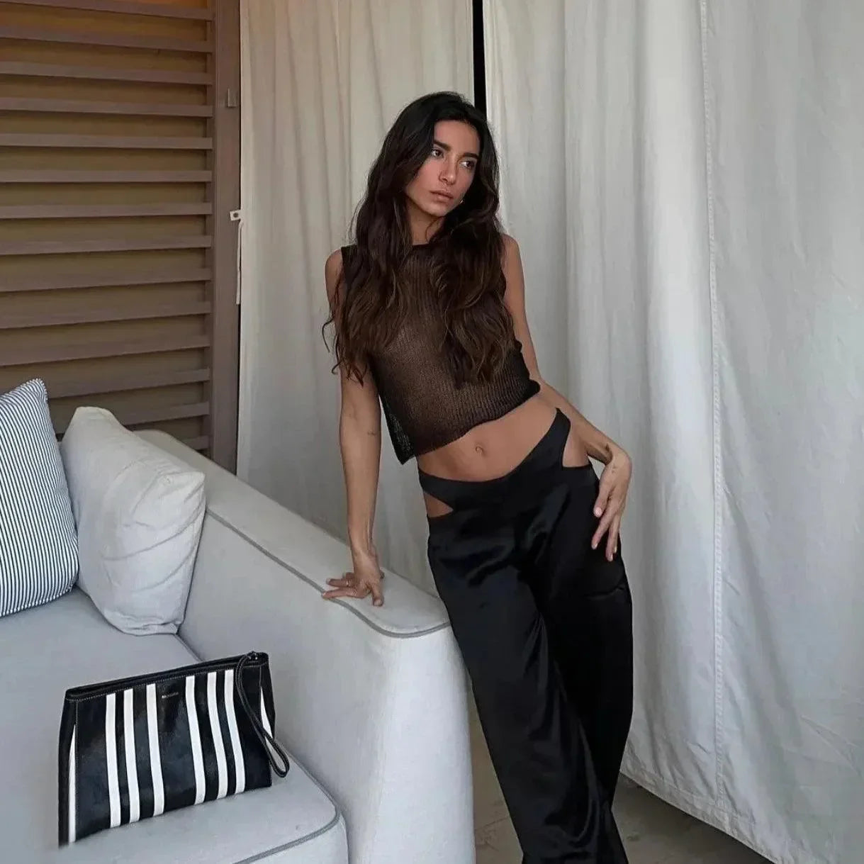Time After Time Sheer Black Top