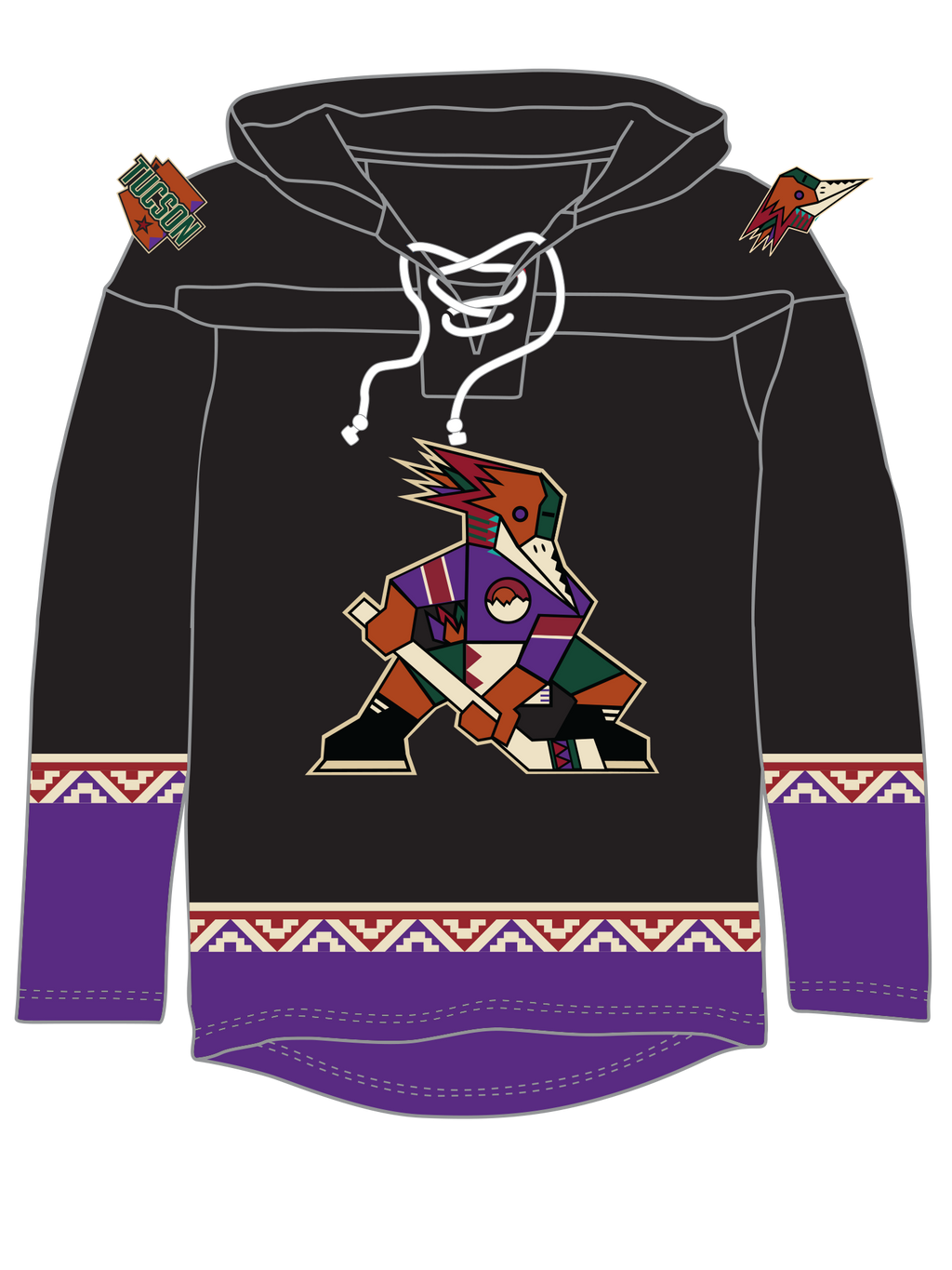 Tucson Roadrunners "Kachina" Alternate AHL Hockey Embroidered Lace Hoodie