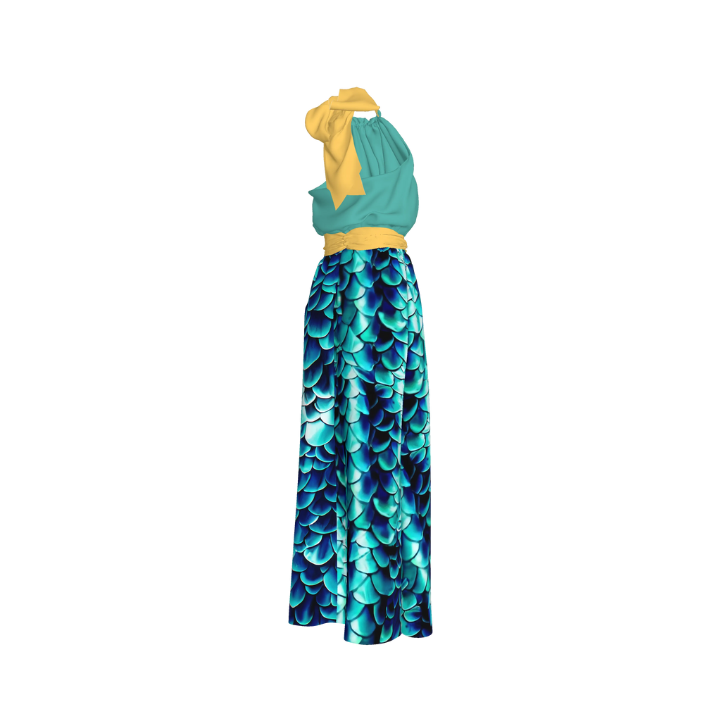 Sea Baby Backless Womens Halter Maxi Dress