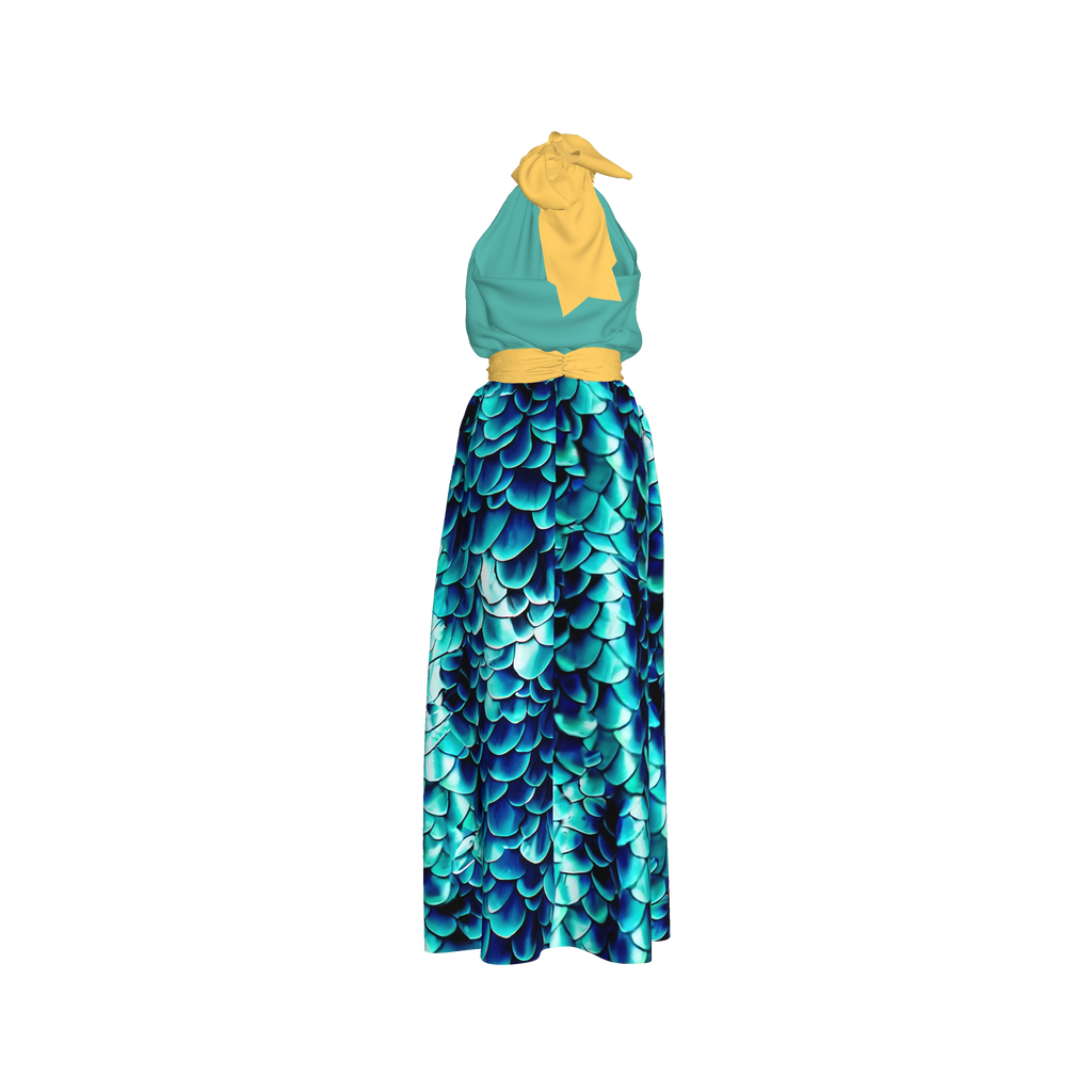 Sea Baby Backless Womens Halter Maxi Dress