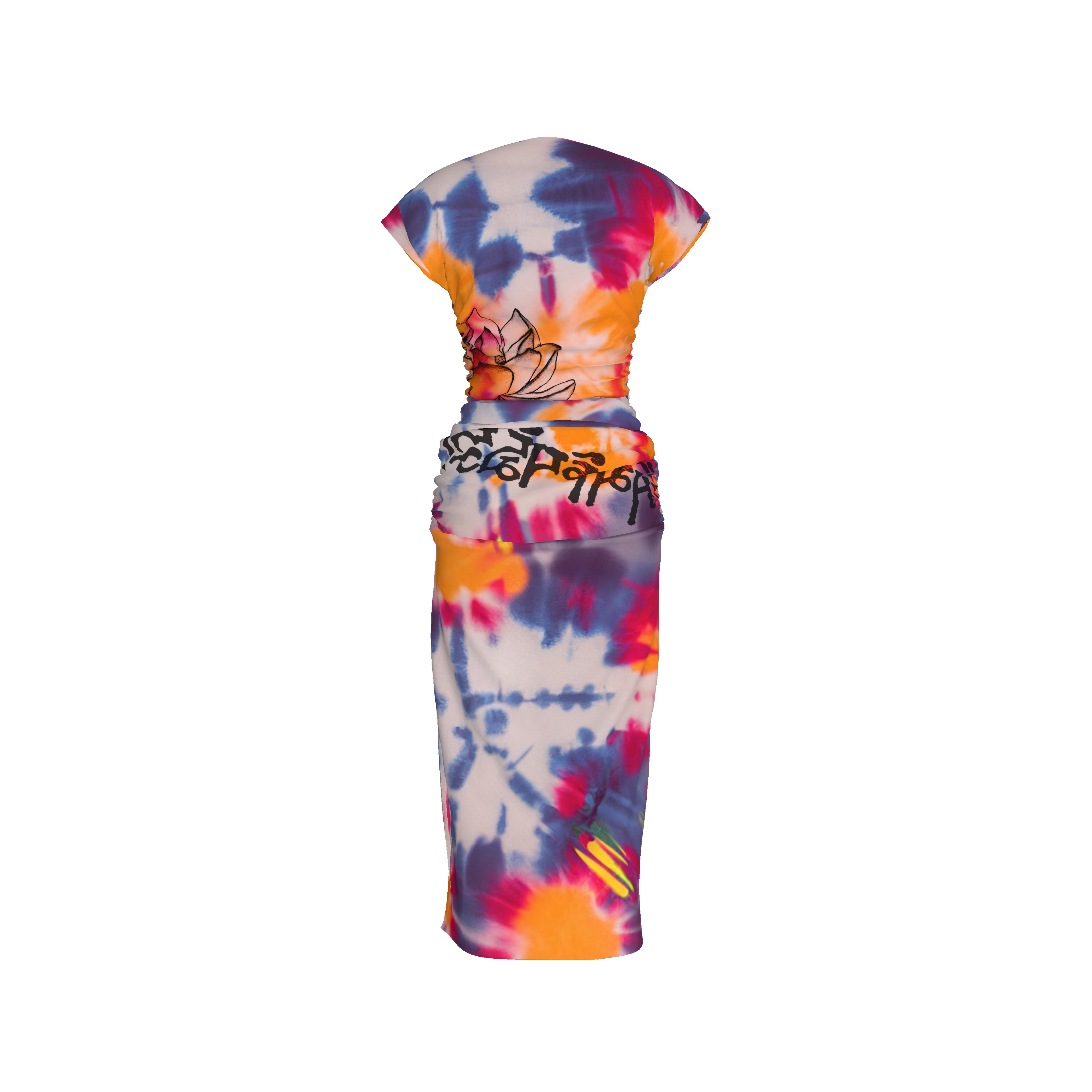 Buddha Lotus Sanskrit Tye Dye Bamboo Tencel Dress