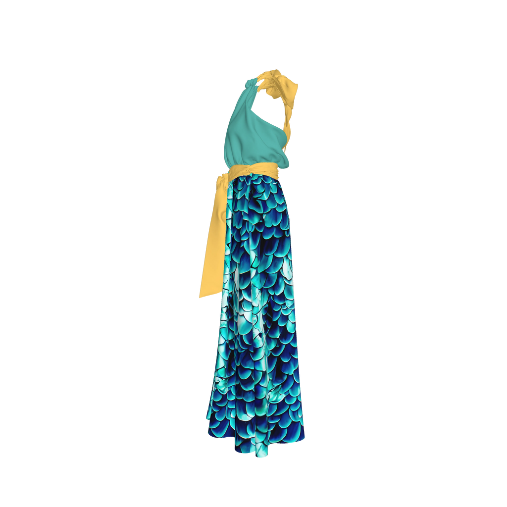 Sea Baby Backless Womens Halter Maxi Dress