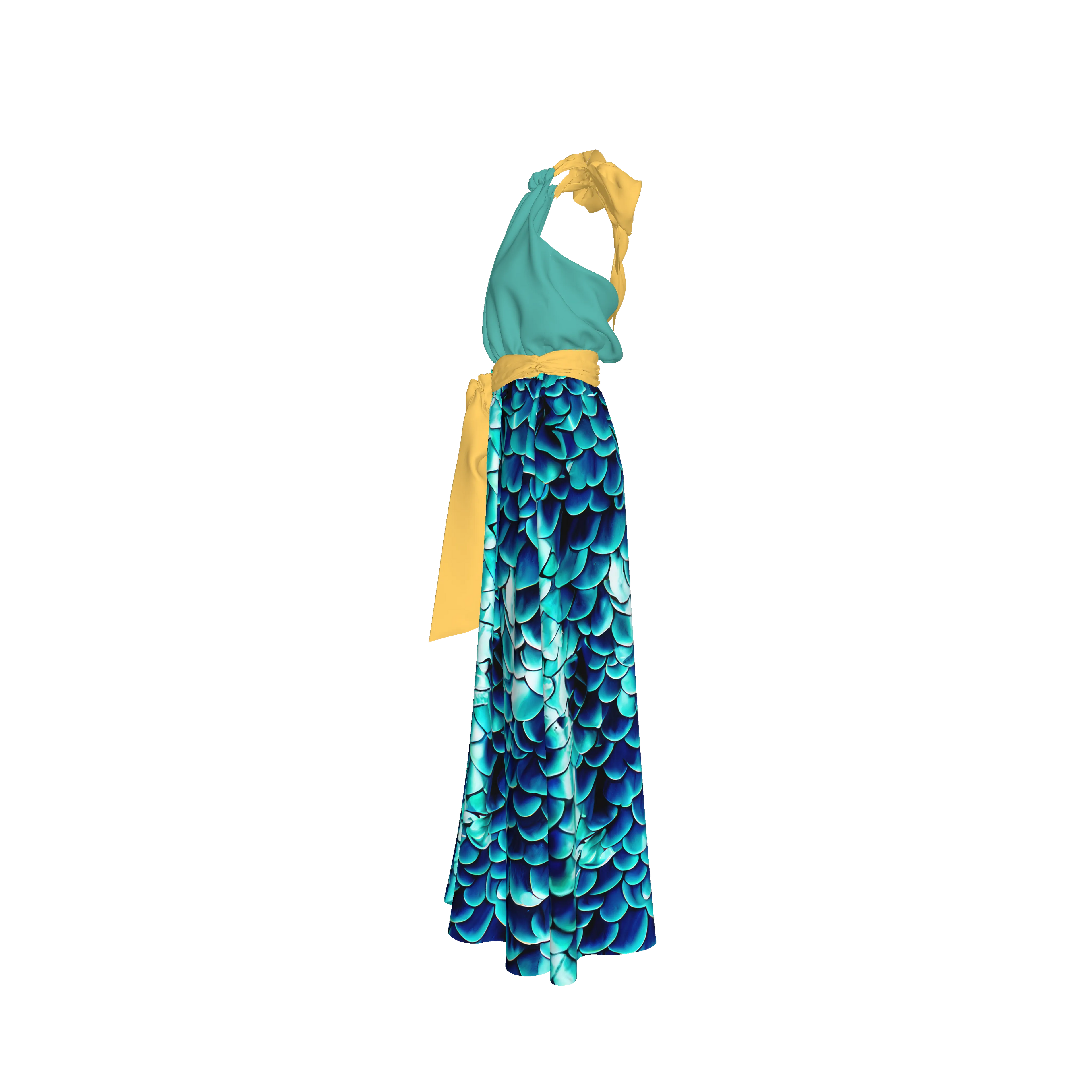 Sea Baby Backless Womens Halter Maxi Dress