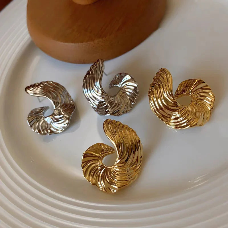 Twist Of Light Spiral Stud Earrings