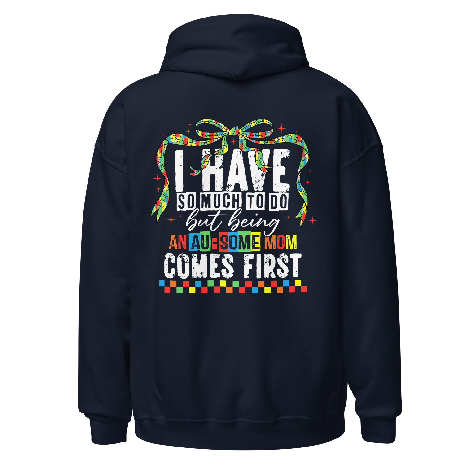 Autism Mama Bear Hoodie – Colorful Puzzle Design Mom Hoodie