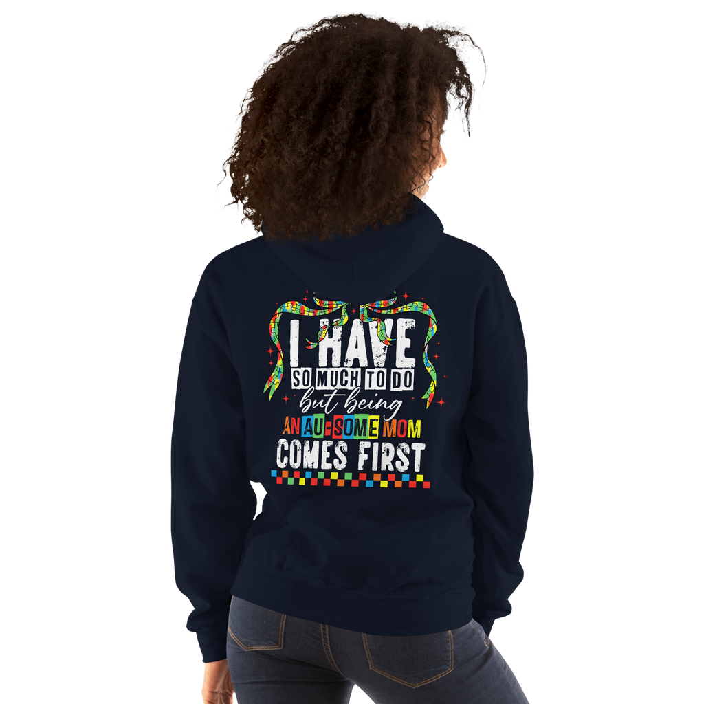 Autism Mama Bear Hoodie – Colorful Puzzle Design Mom Hoodie