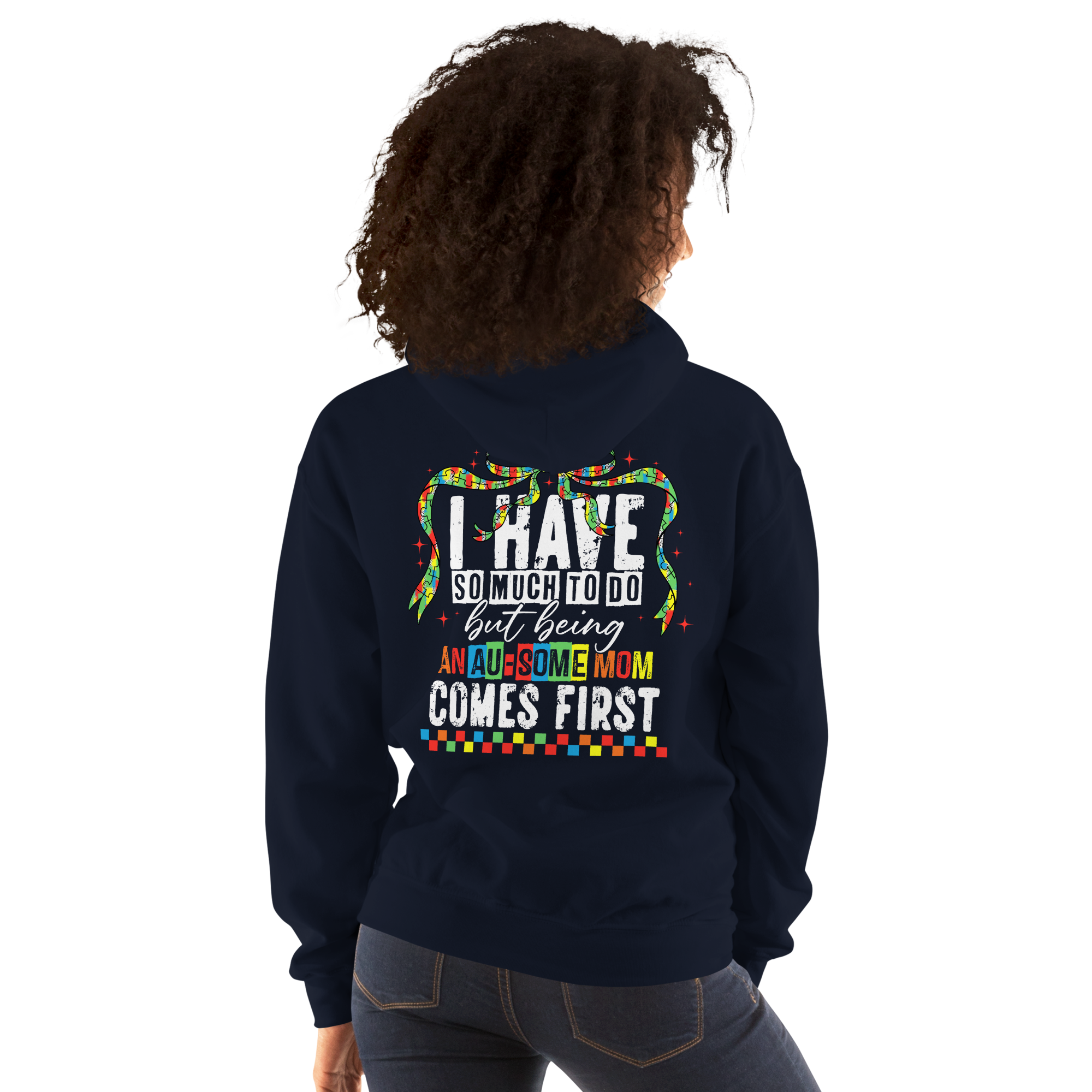 Autism Mama Bear Hoodie – Colorful Puzzle Design Mom Hoodie