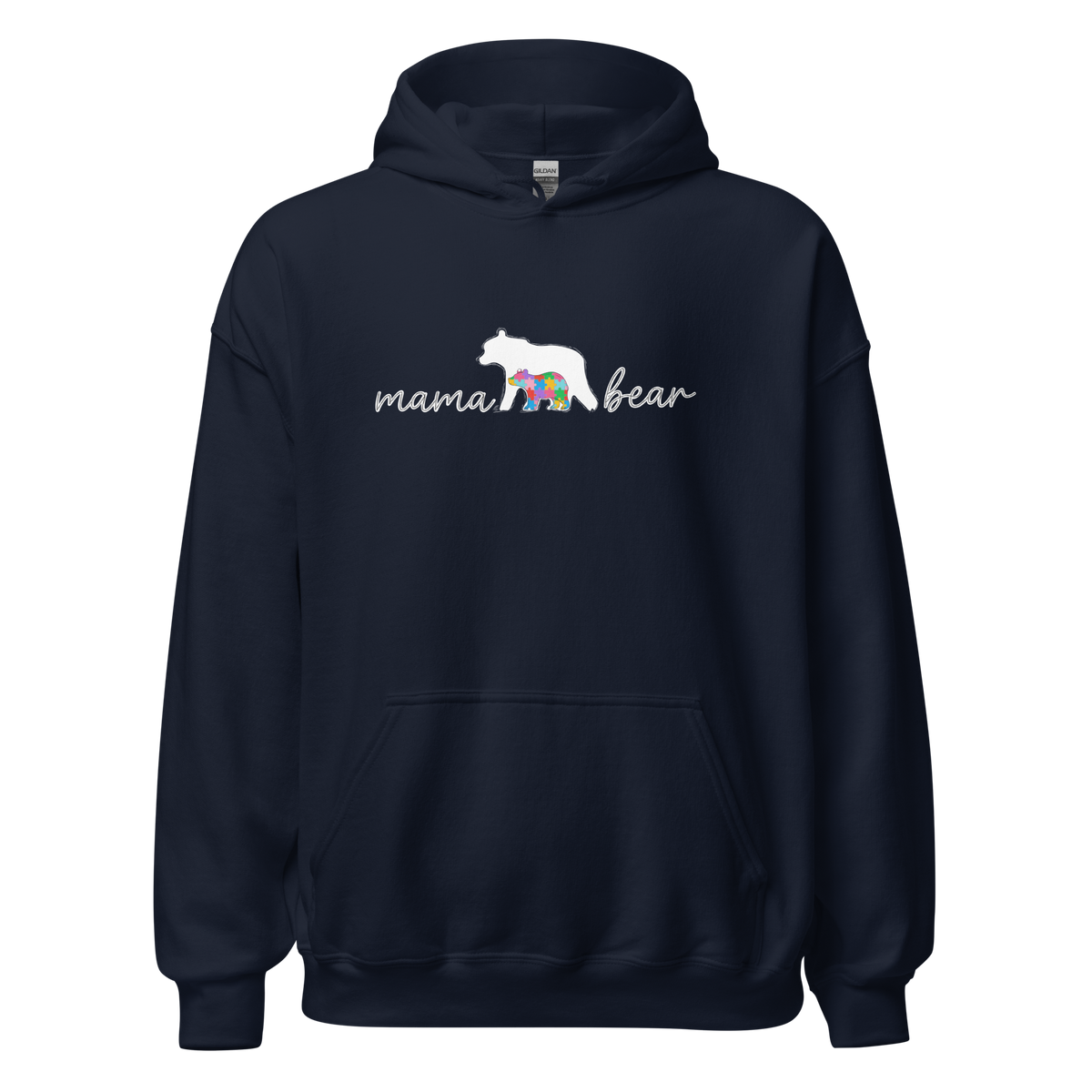 Autism Mama Bear Hoodie – Colorful Puzzle Design Mom Hoodie