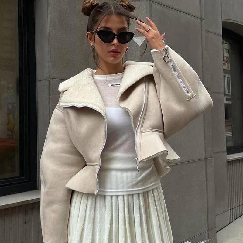 Upper Class Lambswool Lapel Beige Jacket