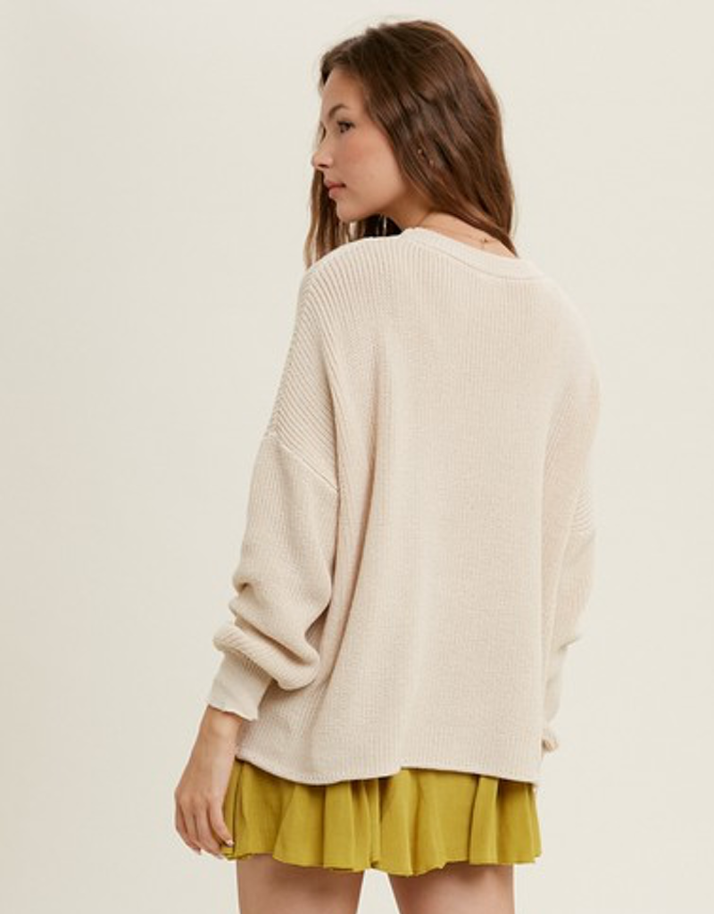 Vacay Handstitched Sweater - Natural