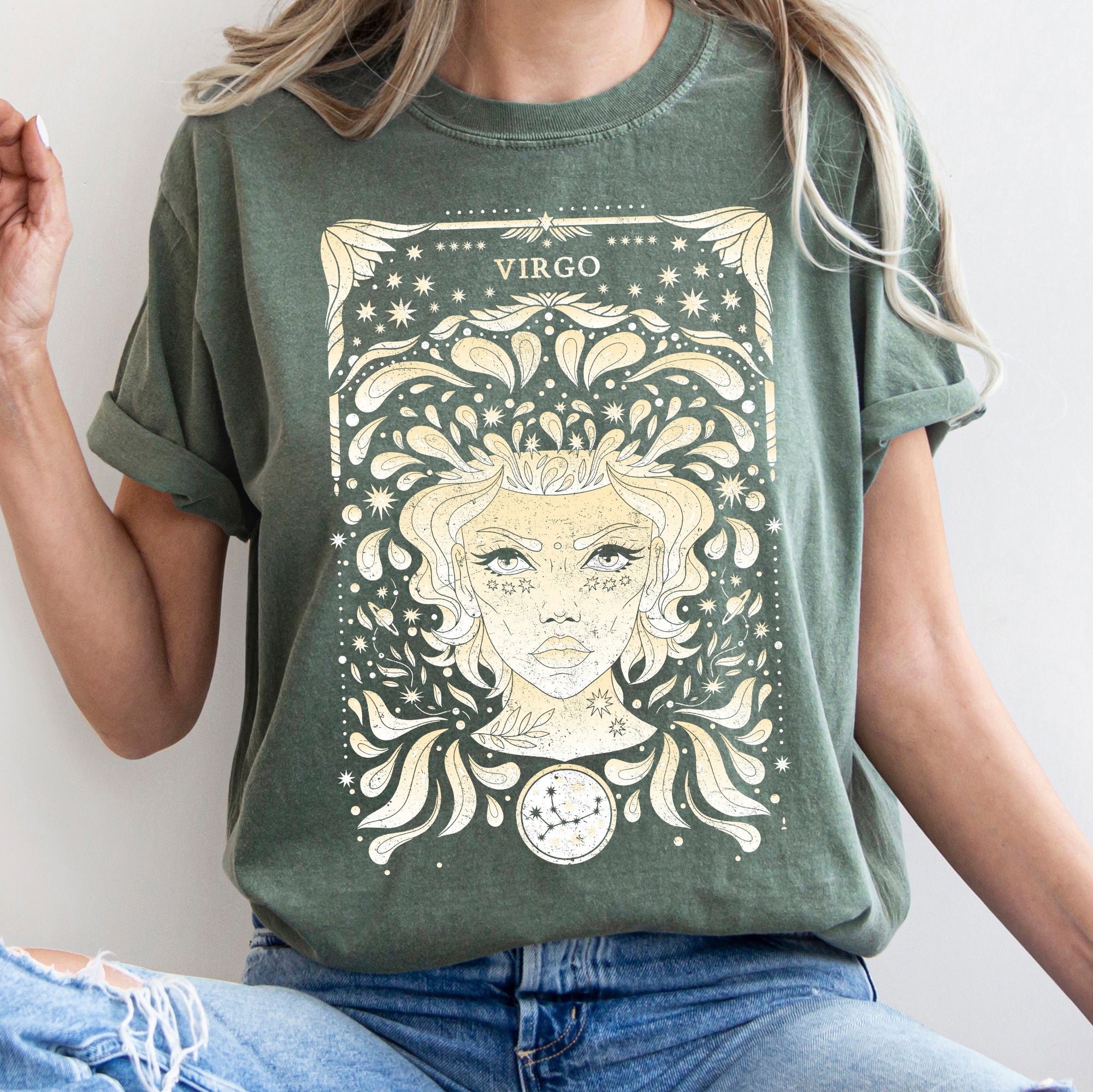 Virgo Celestial Zodiac Comfort Colors Tees, Horoscope, Astrology