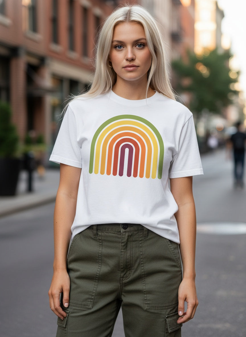 Retro Rainbow Burnout T-Shirt