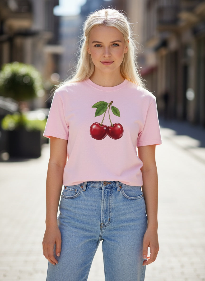 Crimson Cherrie Cotton T-Shirt