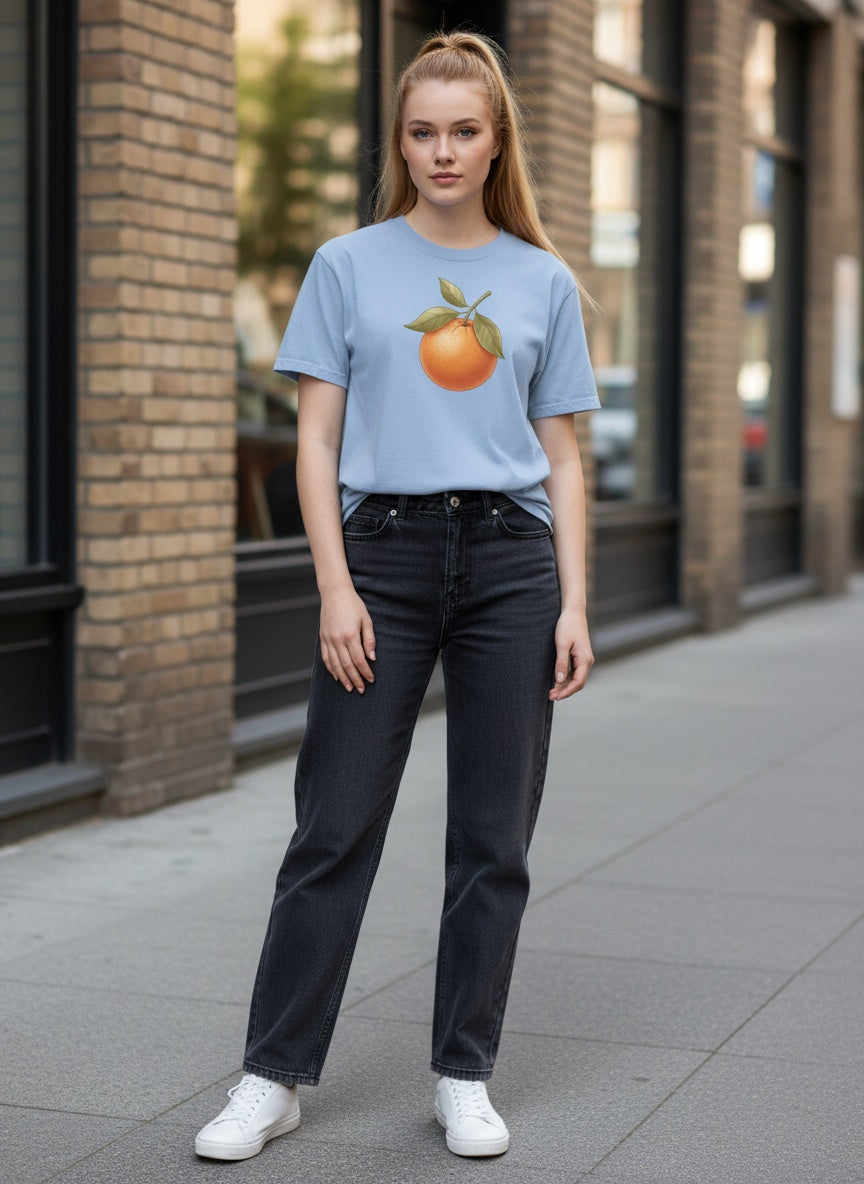 Sunlit Orange Cotton T-Shirt