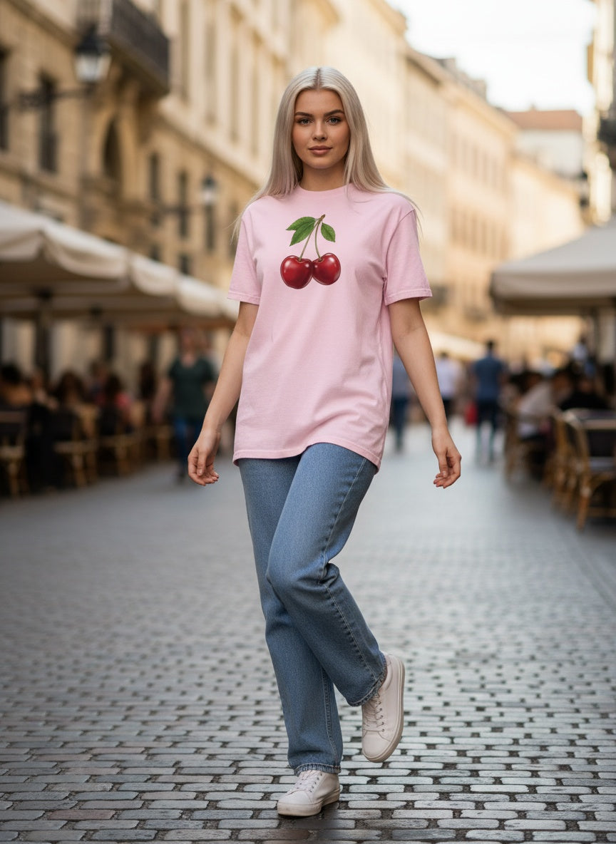 Crimson Cherrie Cotton T-Shirt