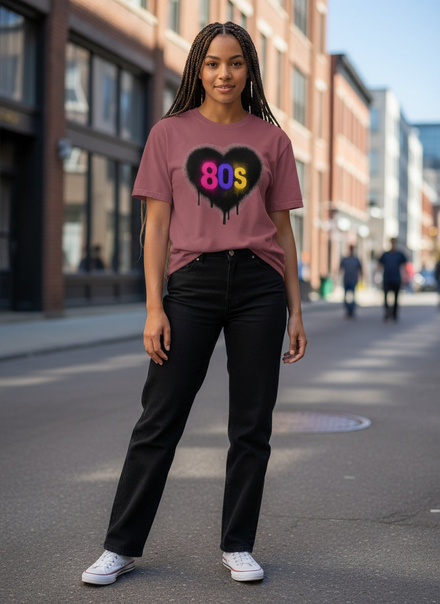 I Love The 80s Heart Cotton T-Shirt