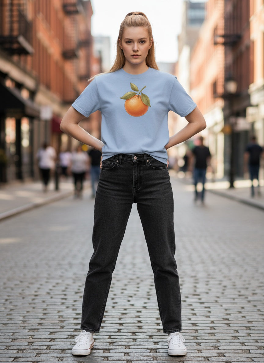 Sunlit Orange Cotton T-Shirt