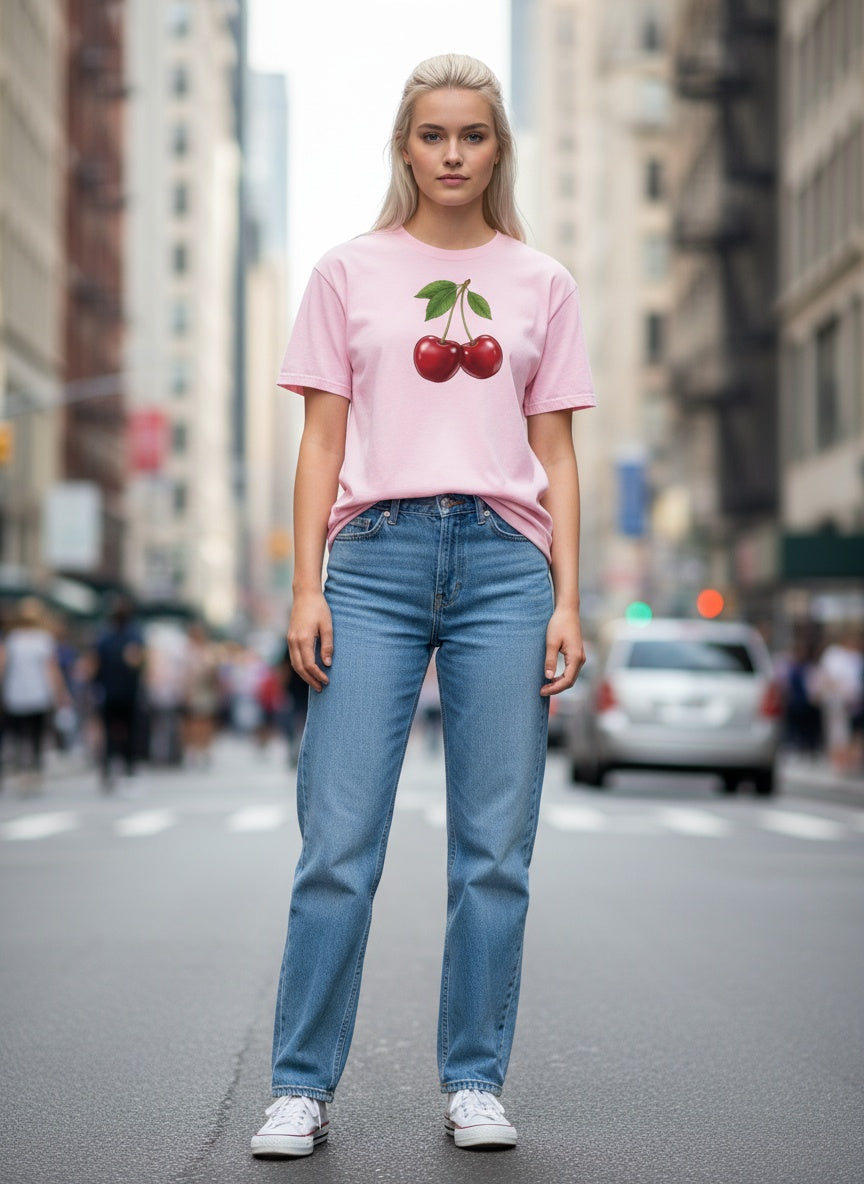 Crimson Cherrie Cotton T-Shirt