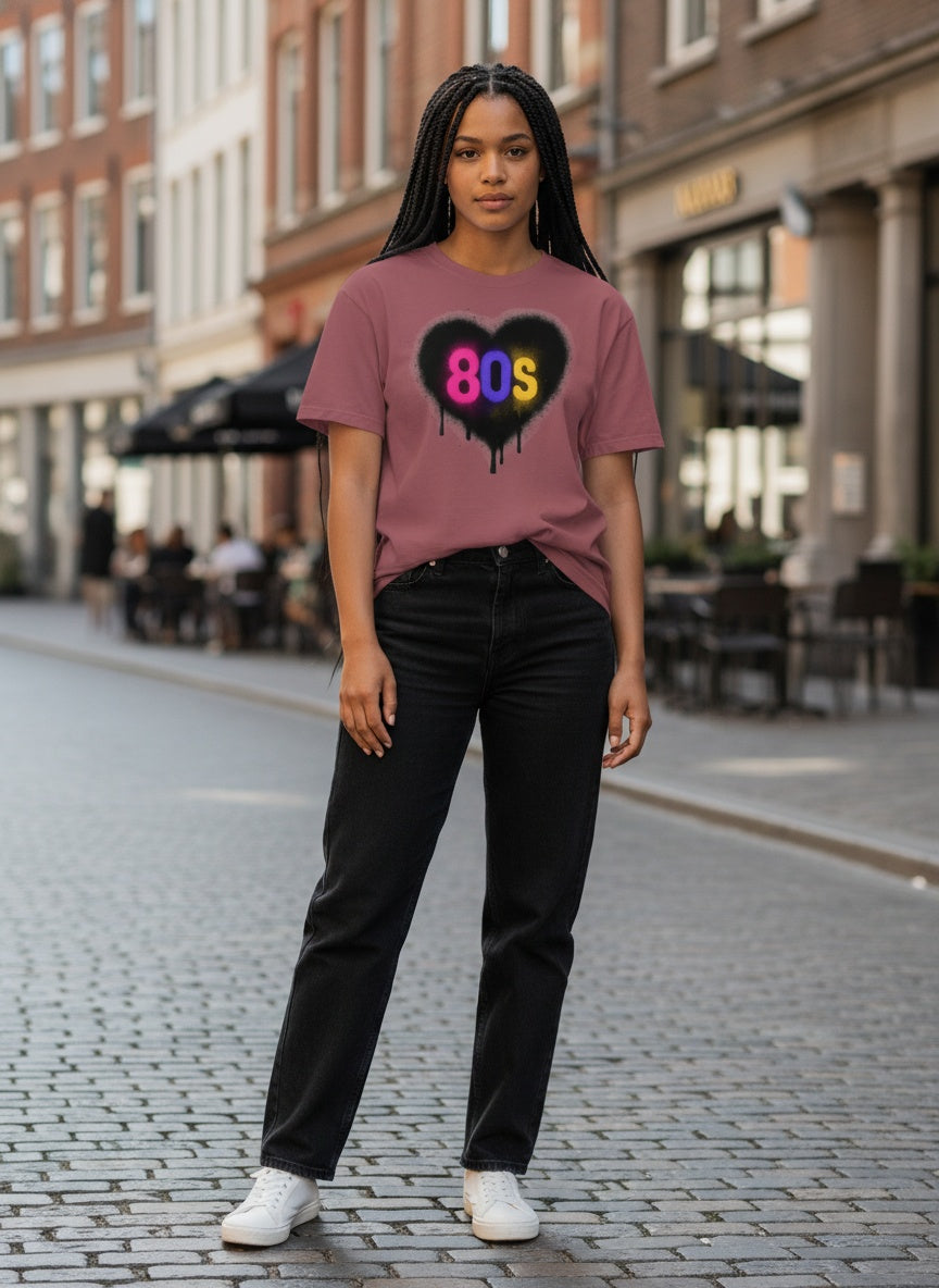 I Love The 80s Heart Cotton T-Shirt